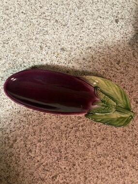 Eggplant Made in Italy spoon holder rest/dish